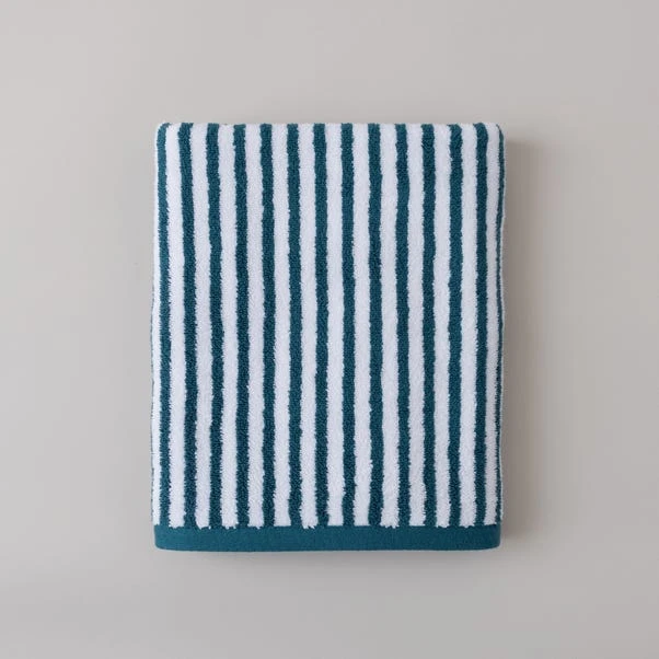 Dunelm Fuscia And Peacock Striped Towel 4 Dunelm Fuscia And Peacock Striped Towel - Image 2