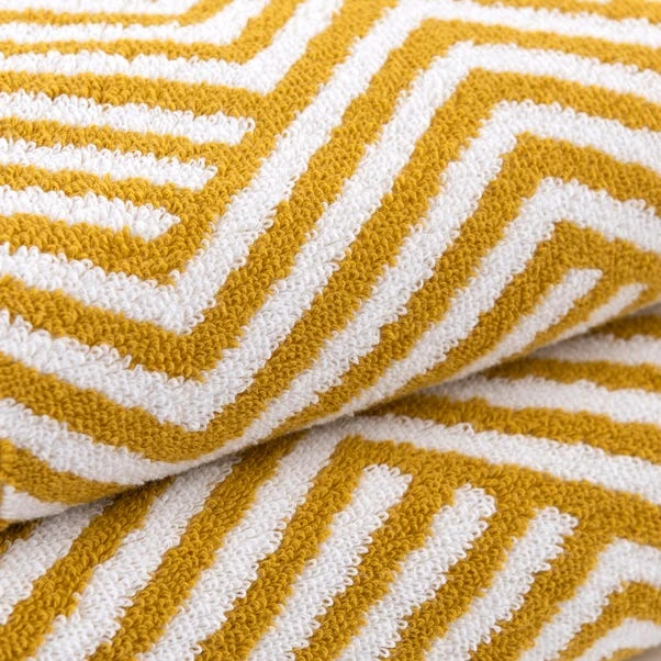 Dunelm Mustard Geo Towel 5 Dunelm Mustard Geo Towel - Image 3