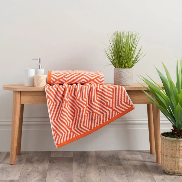 Dunelm Burnt Orange Geo Towel 3 Dunelm Burnt Orange Geo Towel