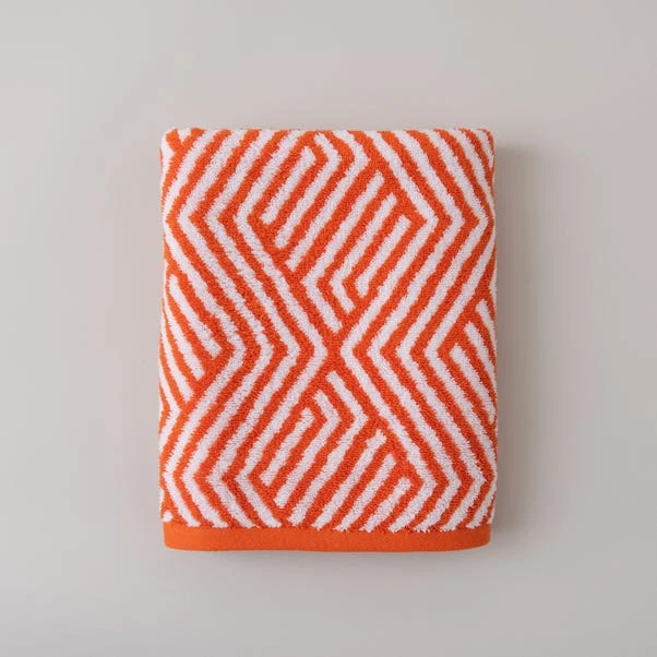 Dunelm Burnt Orange Geo Towel 4 Dunelm Burnt Orange Geo Towel - Image 2