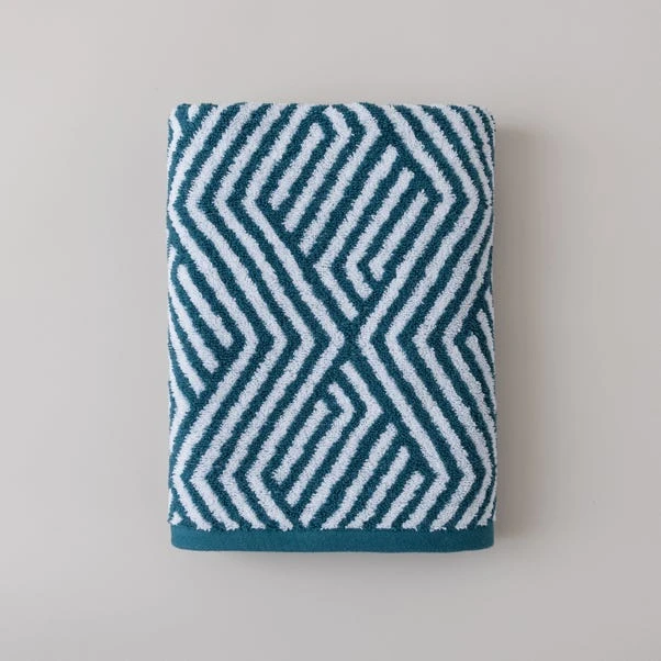 Dunelm Peacock Geo Towel 4 Dunelm Peacock Geo Towel - Image 2