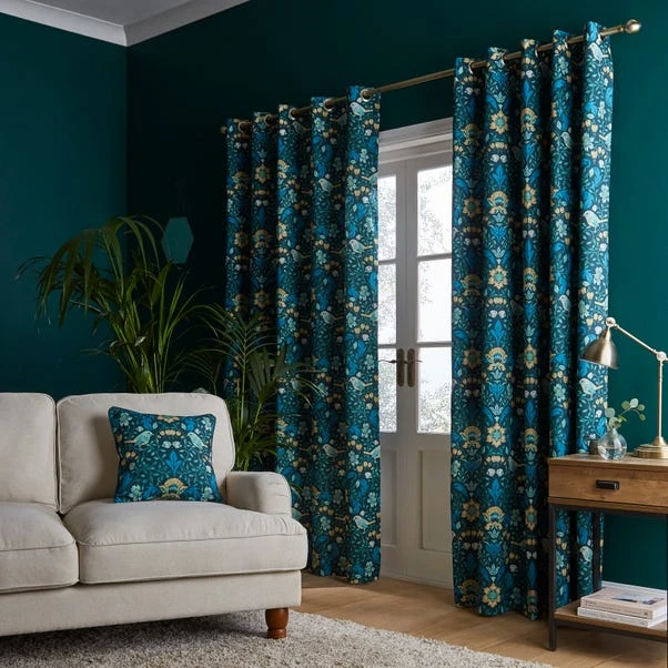 Dunelm Ruskin Bottle Green Eyelet Curtains 4 Dunelm Ruskin Bottle Green Eyelet Curtains - Image 2