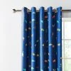 Dunelm Blue Transport Thermal Blackout Eyelet Curtains