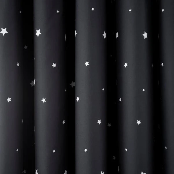 Dunelm Black Outer Space Stars Thermal Blackout Eyelet Curtains 5 Dunelm Black Outer Space Stars Thermal Blackout Eyelet Curtains - Image 3
