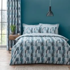 Elements Iver Geo Teal Blackout Eyelet Curtains 9 Elements Iver Geo Teal Blackout Eyelet Curtains -Dunelm Sales Store 30768762 alt03