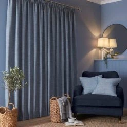 Churchgate Swithland Herringbone Ashley Blue Pencil Pleat Curtains 11 Churchgate Swithland Herringbone Ashley Blue Pencil Pleat Curtains -Dunelm Sales Store 30768945 alt04