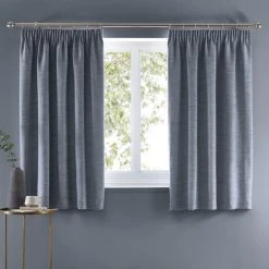Churchgate Swithland Herringbone Ashley Blue Pencil Pleat Curtains 12 Churchgate Swithland Herringbone Ashley Blue Pencil Pleat Curtains -Dunelm Sales Store 30768945 alt05