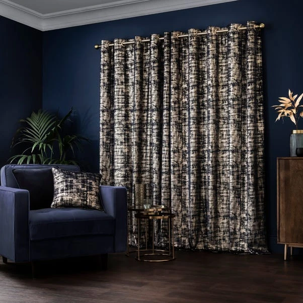 Dunelm Romano Navy Velour Eyelet Curtains 6 Dunelm Romano Navy Velour Eyelet Curtains - Image 4