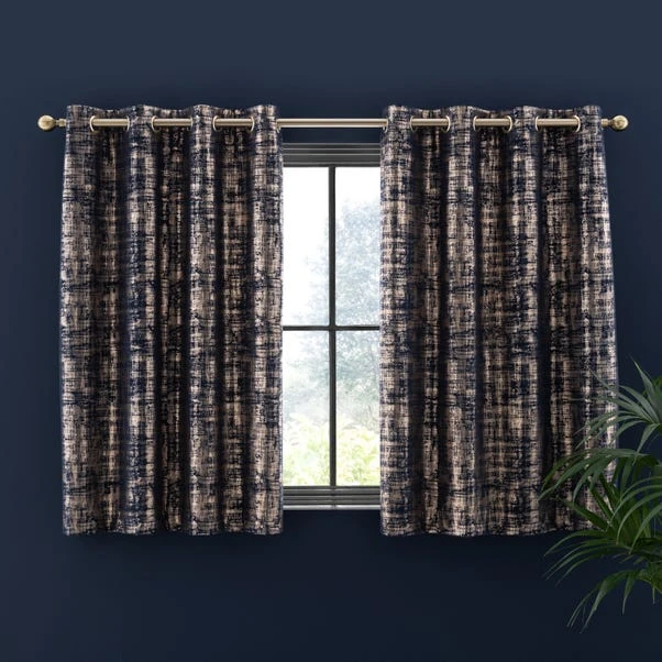 Dunelm Romano Navy Velour Eyelet Curtains 7 Dunelm Romano Navy Velour Eyelet Curtains - Image 5