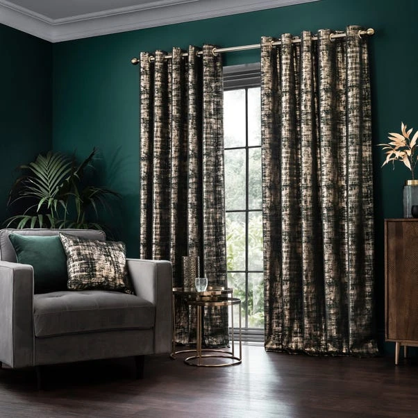 Dunelm Romano Emerald Velour Eyelet Curtains 4 Dunelm Romano Emerald Velour Eyelet Curtains - Image 2