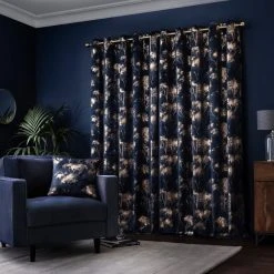 Dunelm Velour Tree Print Navy Eyelet Curtains 11 Dunelm Velour Tree Print Navy Eyelet Curtains -Dunelm Sales Store 30769160 alt04