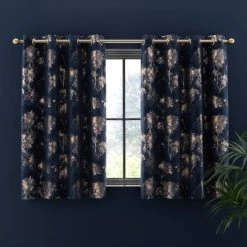 Dunelm Velour Tree Print Navy Eyelet Curtains 12 Dunelm Velour Tree Print Navy Eyelet Curtains -Dunelm Sales Store 30769160 alt05