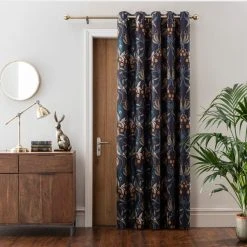Dunelm Havisham Navy Eyelet Door Curtain 7 Dunelm Havisham Navy Eyelet Door Curtain -Dunelm Sales Store 30769191 alt01