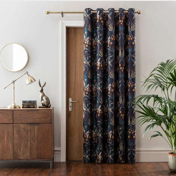 Dunelm Havisham Navy Eyelet Door Curtain 4 Dunelm Havisham Navy Eyelet Door Curtain - Image 2