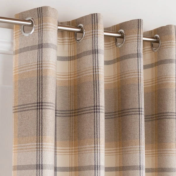 Dunelm Highland Check Ochre Eyelet Door Curtain 3 Dunelm Highland Check Ochre Eyelet Door Curtain