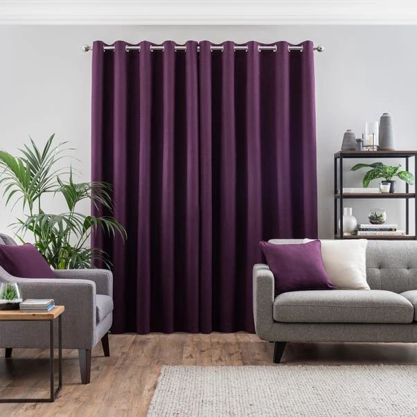 Dunelm Luna Brushed Aubergine Blackout Eyelet Curtains 7 Dunelm Luna Brushed Aubergine Blackout Eyelet Curtains - Image 5