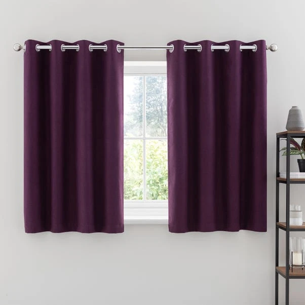 Dunelm Luna Brushed Aubergine Blackout Eyelet Curtains 8 Dunelm Luna Brushed Aubergine Blackout Eyelet Curtains - Image 6