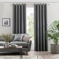 Dunelm Ultra Blackout Touch Of Linen Charcoal Eyelet Curtains 9 Dunelm Ultra Blackout Touch Of Linen Charcoal Eyelet Curtains -Dunelm Sales Store 30769369 alt01