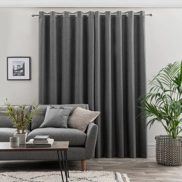 Dunelm Ultra Blackout Touch Of Linen Charcoal Eyelet Curtains 6 Dunelm Ultra Blackout Touch Of Linen Charcoal Eyelet Curtains - Image 4