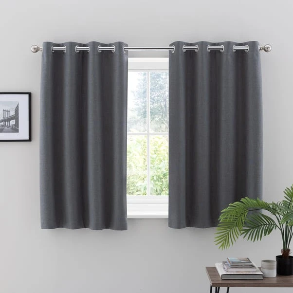 Dunelm Ultra Blackout Touch Of Linen Charcoal Eyelet Curtains 7 Dunelm Ultra Blackout Touch Of Linen Charcoal Eyelet Curtains - Image 5