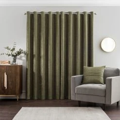 Luxury Collection Chenille Olive Eyelet Curtains 12 Luxury Collection Chenille Olive Eyelet Curtains -Dunelm Sales Store 30769402 alt04