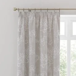 Dunelm Flourish Grey Pencil Pleat Curtains