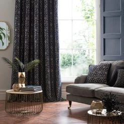 Dunelm Geo Cut Velvet Navy Eyelet Curtains 11 Dunelm Geo Cut Velvet Navy Eyelet Curtains -Dunelm Sales Store 30769452 alt03