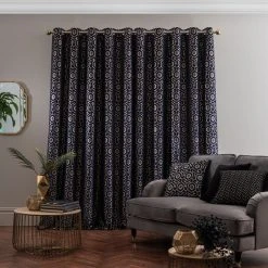 Dunelm Geo Cut Velvet Navy Eyelet Curtains 12 Dunelm Geo Cut Velvet Navy Eyelet Curtains -Dunelm Sales Store 30769452 alt04