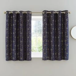 Dunelm Geo Cut Velvet Navy Eyelet Curtains 13 Dunelm Geo Cut Velvet Navy Eyelet Curtains -Dunelm Sales Store 30769452 alt05