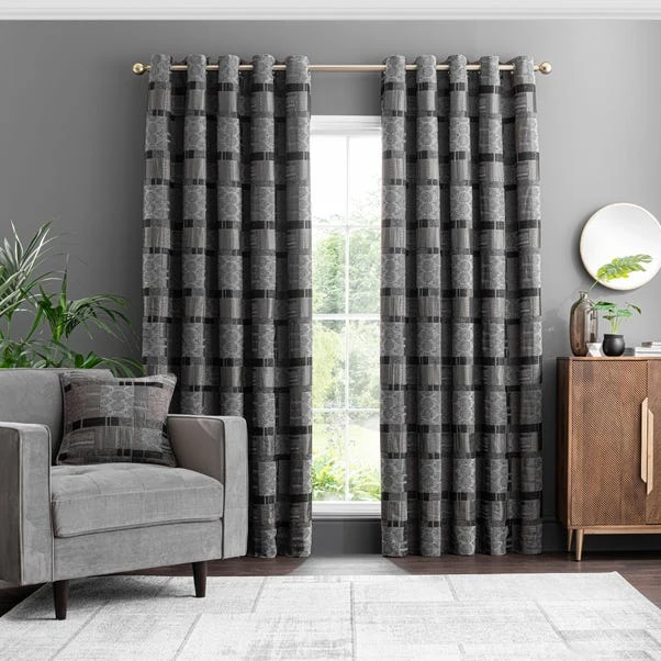 Luxury Collection Prague Chenille Noir Eyelet Curtains 4 Luxury Collection Prague Chenille Noir Eyelet Curtains - Image 2