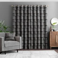 Luxury Collection Prague Chenille Noir Eyelet Curtains 12 Luxury Collection Prague Chenille Noir Eyelet Curtains -Dunelm Sales Store 30769472 alt04