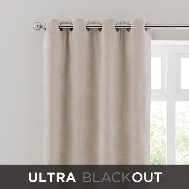 Dunelm Ultra Blackout Natural Chenille Eyelet Curtains 3 Dunelm Ultra Blackout Natural Chenille Eyelet Curtains