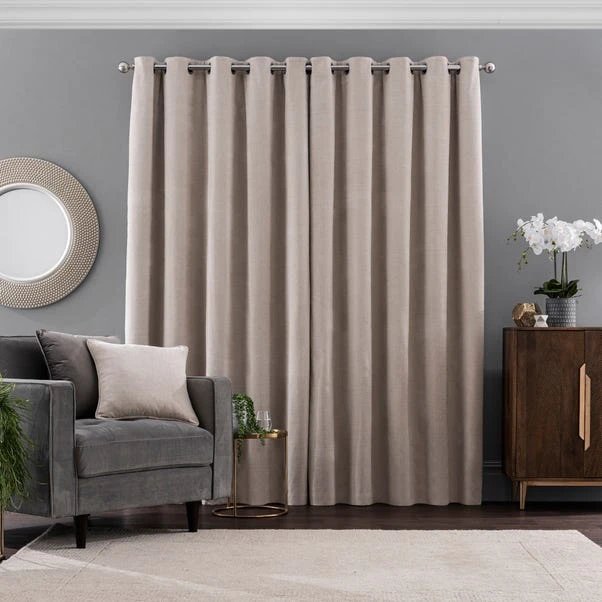 Dunelm Ultra Blackout Natural Chenille Eyelet Curtains 7 Dunelm Ultra Blackout Natural Chenille Eyelet Curtains - Image 5