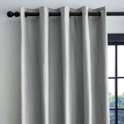 Dunelm Adley 100% Cotton Silver Eyelet Curtains