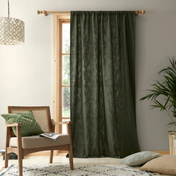 Dunelm Arthur Recycled Olive Slot Top Single Voile Panel 4 Dunelm Arthur Recycled Olive Slot Top Single Voile Panel - Image 2