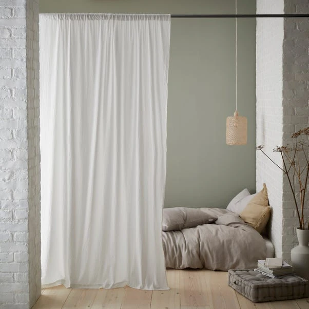 Dunelm Crinkle Cotton White Slot Top Single Voile Panel 6 Dunelm Crinkle Cotton White Slot Top Single Voile Panel - Image 4