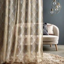 Dunelm Geo Foil Gold Slot Top Single Voile Panel 8 Dunelm Geo Foil Gold Slot Top Single Voile Panel -Dunelm Sales Store 30769585 alt03