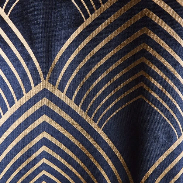 Dunelm Velvet Geo Foil Navy Eyelet Curtains 5 Dunelm Velvet Geo Foil Navy Eyelet Curtains - Image 3