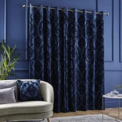 Dunelm Louella Damask Navy Eyelet Curtains 8 Dunelm Louella Damask Navy Eyelet Curtains -Dunelm Sales Store 30769632 alt04