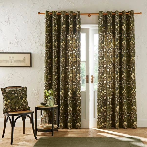 Natural History Museum Meadow Floral Natural Eyelet Curtains 4 Natural History Museum Meadow Floral Natural Eyelet Curtains - Image 2