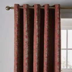 Dunelm Opulent Chenille Red Eyelet Curtains