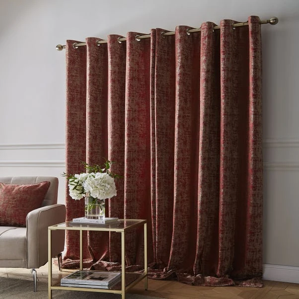 Dunelm Opulent Chenille Red Eyelet Curtains 5 Dunelm Opulent Chenille Red Eyelet Curtains - Image 3