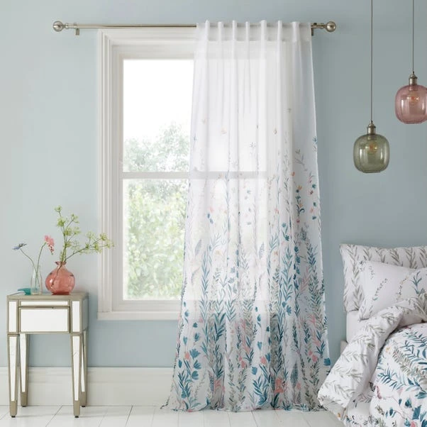 Dunelm Whimsical Botanical Multi Slot Top Single Voile Panel 4 Dunelm Whimsical Botanical Multi Slot Top Single Voile Panel - Image 2