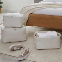 Dunelm Set Of 3 Fabric Storage Bags Cream