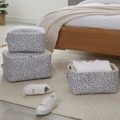 Dunelm Set Of 3 Fabric Storage Bags Dotty White