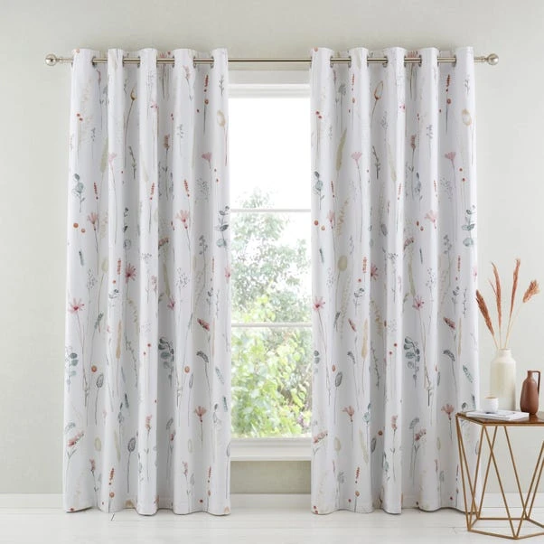 Dunelm Dried Flowers Blush Blackout Eyelet Curtains 4 Dunelm Dried Flowers Blush Blackout Eyelet Curtains - Image 2