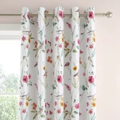 Dunelm Country Bird Pink Blackout Eyelet Curtains