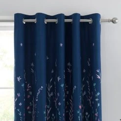 Dunelm Whimsical Floral Midnight Blackout Eyelet Curtains