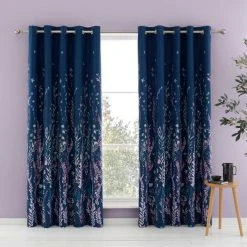 Dunelm Whimsical Floral Midnight Blackout Eyelet Curtains 8 Dunelm Whimsical Floral Midnight Blackout Eyelet Curtains -Dunelm Sales Store 30771497 alt01
