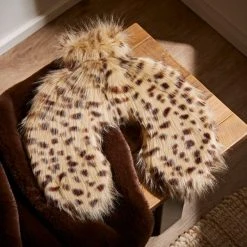 Dunelm Faux Fur Cheetah Neck Hot Water Bottle